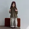 Conjunto de 3 Peças Feminino Estilo Coreano Casual Manga Longa 2026 Outono Saia de Renda Calça Casual Solta Elegante Tendência