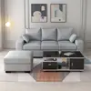 Sofá de algodón y lino estilo nórdico, diseño moderno y minimalista, adecuado para salas de estar, disponible en configuraciones de fila recta de tres y cuatro plazas, y en esquina, con fundas extraíbles y lavables, y un marco de madera maciza