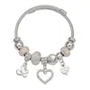 Pulseira de Contas DIY Transfronteiriça Europeia e Americana de Aço Inoxidável, Acessório de Pingente de Cisne em Forma de Coração de Luxo Leve, Joia de Pulseira da Moda