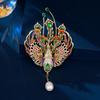 Broche Estilo Nacional Ave del Paraíso, Lujo Ligero y Sensación de Alta Gama, Accesorio para Vestido Qipao, Broche Colorido de Esmalte Goteo de Aceite