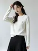Suéter de punto trenzado de tres cabos con cuello redondo para mujer, prenda base para otoño e invierno, tejido grueso, elegante, holgado, versátil