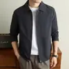 Jaqueta Casual Masculina Gola Reversível Estilo Old Money Outono 2026 Nova Jaqueta Outerwear Cor Sólida Casual de Negócios para Homens