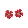 Qingdao Joyería Antigua Media Pendientes Dulces Distintivos de Nicho Retro Francés Flor de Vidrio Diamantado Pendientes de Lujo Ligero de Moda