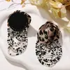 Estilo Retro Hong Kong Borla Contas de Arroz Tecido Estampado Leopardo Rosa DIY Acessórios para Orelhas Broche Adorno de Cabeça Atmosfera de Início de Outono Orelhas Brincos Broche Adorno de Cabeça