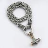 Explosiones transfronterizas, colgante de martillo vikingo nórdico, collar de puño, cadena de acero inoxidable, viento noruego nórdico, generación mayorista