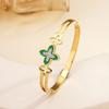 Pulseira de aço titânio com abertura em diamante e borda cruzada, pulseira feminina banhada a ouro 18k, pulseira de aço inoxidável que não desbota, atacado.