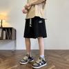 Pantalones cortos casuales con colgante de estilo japonés para hombre, nuevos pantalones de verano de jacquard de pierna ancha, pantalones medianos holgados y rectos estilo americano retro