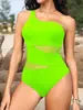Trajes de baño 2025 Estilo Europeo y Americano Dos Piezas Ajustados Nuevo Color Sólido Traje de Baño de una Pieza Bikini para Mujeres en Stock