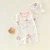 Macacão de Algodão Sem Costura de Verão para Bebê Roupas Finas de Casa de Manga Curta para Bebê Roupas com Ar Condicionado para Bebê Roupas de Escalada
