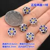 Plata pura s999 Azul Quemado Pegamento Flor Pequeña Agujero Grande Cuentas Separadas Cuentas Planas Pulsera de Cuerda Trenzada para Mano Collar Accesorios hechos a mano para DIY