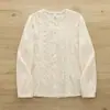 Novedad de Otoño 2026: Cárdigan de Mujer con Cuello Alto Estilo Japonés, Bordado de Encaje Jacquard, Manga Larga, Blusa Blanca