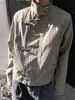 Chaqueta Corta Lavada Desgastada para Hombre Botones de Langosta Cuello Alto Diseño Vintage de Doble Capa Cortavientos Chaqueta Moderna
