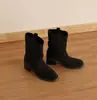 Botas Martin plisadas de moda estilo británico de 5.5 cm, nuevo modelo otoño e invierno 2026, punta redonda, tacón grueso, botas tipo calcetín sin cordones para mujer