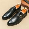 Zapatos de Cuero de Cuatro Estaciones para Hombre, Modernos Británicos de Vestir para Negocios, Casuales, Transpirables, con Hebilla para Aumentar la Altura, Zapatos de Vestir para Negocios