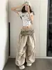 Calças Cargo Parachute em Camadas Estilo Americano para Mulheres, Calças Esportivas Finas de Secagem Rápida para o Verão, Calças Largas de Dança Jazz, Comprimento no Chão