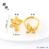 Anillo Dorado de Larga Duración para Mujer al por Mayor, Estilo Vintage con Acabado de Alta Gama, Incrustado con Diamantes, Nudo de Lazo Único, Diseño Floral, Palabras Auspiciosas, Anillo Ajustable