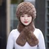 Sombrero de piel de conejo de nieve para mujer otoño e invierno nuevo cálido orejeras de piel moda sombrero bufanda para madre de mediana edad y mayor traje
