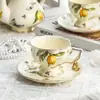 Conjunto de Xícara e Pires de Café Vintage para Chá da Tarde Xícara de Chá de Alto Valor Cerâmica com Sensação Britânica de Alto Padrão Xícara e Pires Francês