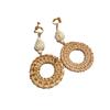 Pendientes Bohemios Sencillos Tejidos de Hierba Ratán Estilo Étnico Nicho Retro Pendientes Círculo Geométricos Elegantes para Mujer