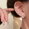 Brincos de Bola Cheios de Diamantes com Fecho de Rosca, Piercings de Lóbulo da Orelha de Alta Qualidade, Piercings de Cartilagem da Orelha Não Removíveis, Brincos para Cuidado de Furos na Orelha, Acessórios Populares para Orelha