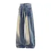 Ropa de Hombre Shanggu Comercio Transfronterizo Sudeste Asiático Mezclilla Estilo Americano Lavado Vintage Desgastado Holgado Pierna Ancha Pantalones de Hombre