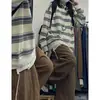 Sudadera Rayada Redonda de Cuello Redondo con Bloques de Color Dulce y Fresca Estilo Hong Kong para Mujer 2026 Primavera y Otoño Nueva Holgada Estilo Universitario Manga Larga Sin Capucha
