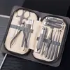 Set de 9 Piezas de Herramientas de Acero Inoxidable para Manicura y Cuidado de Uñas, Set de Tijeras para Uñas, Tijeras Completas para Cejas, Cuchara para Oídos, Set de Cortauñas al por Mayor