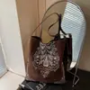 Bolso Tote Casual Versátil Estilo Étnico Bohemio Transfronterizo para Mujer Otoño e Invierno Nuevo de Gran Capacidad para Hombro y Cruzado