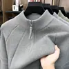 Suéter masculino com zíper parcial para comércio exterior transfronteiriço, nova coleção outono/inverno 2026, estilo "old money", espessado e quente, suéter de tricô masculino