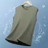 Camiseta de Seda de Hielo Nylon Verano Fresca Transpirable Camiseta Corta Chaleco con Capucha Nuevo para Hombre Deportivo Manga Corta Moda Tendencia Marca Corte Holgado