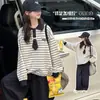 Conjunto de Sudadera a Rayas para Niñas, Nuevo Estilo Primavera y Otoño 2025, Conjunto de Otoño para Niños, Sudadera Coreana de Otoño para Niñas Grandes