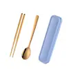 Conjunto Conveniente de Colher e Hashi de Aço Inoxidável em Caixa Transparente Caixa de Armazenamento de Talheres de PP para Estudantes Caixa Portátil para Viagem Conjunto de 2 Peças