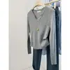 2026 Nuevo Suéter de Punto para Mujer Estilo Coreano, Cuello en U, Manga Larga, Otoño/Invierno, Top Básico Elástico Ajustado para Primavera