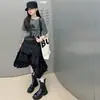 Conjunto de Verano para Niñas 2026 Nuevo Conjunto de Moda de Manga Corta para Niños, Falda Irregular Grande para Niños con Solapa Trasera, Conjunto de Dos Piezas Moderno