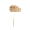 Tarjeta de cumpleaños de papel Kraft fresca Tarjeta de decoración de pastel de frutas Mori Flor Feliz Cumpleaños Plug-in