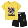 Camiseta Infantil 2026 Verão Nova Roupa Infantil de Comércio Exterior Estilo Ins Coreano Algodão Manga Curta e Shorts Conjunto de Duas Peças Infantil