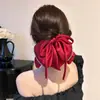 Presilha de Laço de Cetim Estilo Coreano para Mulheres, High-End, Elegante, Presilha para Rabo de Cavalo Baixo, Presilha para Nuca, Grampo de Cabelo