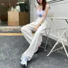 Calça Jeans Branca Feminina 2026 Outono Inverno Casual Solta Wide Leg Estilo Coreano Cintura Alta Emagrecedora Comprimento Total Calça de Comprimento Estendido