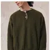 Suéter Pulôver Vintage Retrô Americano de Lã Mesclada para Primavera e Outono com Gola Henley Preguiçosa Top Unissex