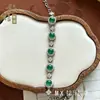 Pulsera Natural de Calcedonia de Hielo de Alta Calidad para Mujer, Pulsera de Color Jade con Jade Blanco y Ágata Verde Incrustados, Regalo de Cumpleaños para Mujer