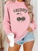 Suéter sudadera de otoño e invierno para mujer de Europa y Estados Unidos con estampado de cerezas CHERRY de manga larga y cuello redondo