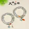 Nuevo Pulsera de Doble Círculo con Perlas Estilo Chino Tianshan Green para Mujer Hebilla de Seguridad de Jade Estilo Chino Pulsera de Aventurina Joyería al por Mayor
