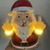 Navidad Nuevo Reno Dedo Medio Divertido Luminoso Luz Nocturna Adorno Colgante de Pared Patio Exterior Artesanía de Resina