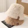 Sombrero de Pescador de Felpa con Lazo Tejido de Pelo de Conejo Estilo Japonés para Mujer, Sombrero Cubeta Adelgazante para Otoño e Invierno, Sombrero Cálido Protector de Orejas
