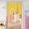 Cortina de Puerta de Dibujos Animados para Uso Doméstico, Cortina Divisoria de Dormitorio, Cortina Divisoria de Cocina y Baño, Cortina de Tela sin Taladro, Media Cortina