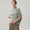 Nuevo Top de Capa de Cachemira sin Costuras para Mujer Otoño/Invierno Holgado Estilo Perezoso Cuello Medio Alto Tejido Delgado sin Mangas Top de Murciélago