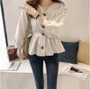 2026 Otoño Temprano Nueva Blusa Coreana Elegante para Mujer con Cintura Ajustada Adelgazante de Cuello en V y Manga Larga Moda Coreana de Tendencia