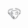 Anillo de Cara Hueca Estilo Coreano Sencillo Estilo Mori para Mujer Personalidad Temperamento Plata Lisa Asimétrico Abierto Anillo Primera Joyería