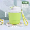 Vaso de Agua Portátil Macaron con Asa, Vaso Tipo Cola Estilo Ins, Antifugas, Alto Valor Estético, Vaso de Vidrio con Popote para Verano