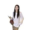 Suéter blanco casual y versátil con camiseta de manga larga para mujer en otoño, top básico casual holgado con efecto adelgazante